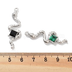 ラックメッキ合金ラインストーンペンダント  鉛フリー＆カドミウムフリー＆ニッケルフリー  ヘビ  ミックスカラー  プラチナ  37x12.5x4.5mm  穴：1.5mm&nbsp;PALLOY-F311-22P