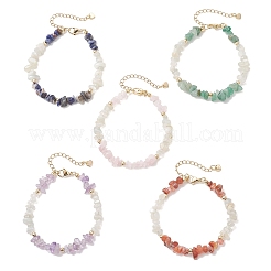女性用天然宝石チップビーズブレスレット  7.48インチ（19cm）〜7.68インチ（19.5cm）&nbsp;BJEW-JB13350