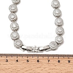 Brass Micro Pave Clear Cubic Zirconia Flat Round Link Chain Necklaces for Women&nbsp;NJEW-B157-18P