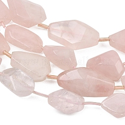 天然石ローズクォーツビーズ連売り  ナゲット  プラスチックチューブビーズ付き  18~31x12~18x6~9mm  穴：1mm  約13~15個/連  15.75'~16.54''（40~42センチメートル）&nbsp;GG-CBA3D9B-13