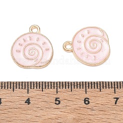 合金エナメルチャーム  巻き貝の形をしたチャーム  ゴールドカラー  ピンク  17x15x1mm  穴：1.6mm&nbsp;AL-CBAE435-12G-05