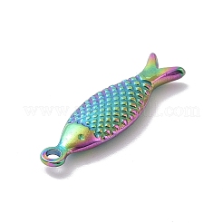 PVD真空メッキ304ステンレスペンダント  魚  虹色  21x5.5x2.5mm  穴：1.2mm&nbsp;STAS-H109-18M