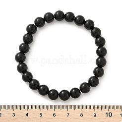 天然染色＆加熱黒瑪瑙の丸いビーズストレッチブレスレット  内径：2インチ（5.2cm）  ビーズ：8mm&nbsp;BJEW-F203-09