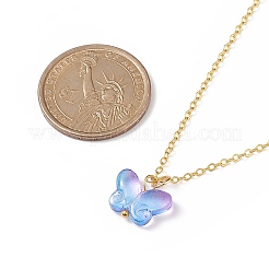 5Pcs 5 Color Glass Butterfly Pendant Necklaces Set with Brass Cable Chains for Women&nbsp;NJEW-JN04091