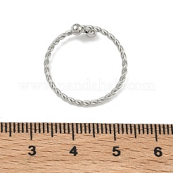 女性用304ステンレススチールカフオープンリング  ツイスト  ステンレス鋼色  18mm&nbsp;RJEW-F206-01P