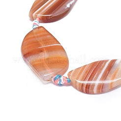 天然バンド /縞aビーズ連売り  染め＆加熱  ツイスト  ミックスカラー  35~37x24~26x6~8mm  穴：2.5mm  約9個/連  15.94インチ（40.5cm）&nbsp;G-L544-006