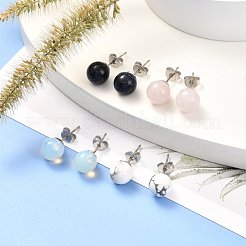 女性または男性用の天然および合成宝石ビーズスタッドピアス  真鍮製のポストイヤリングのパーツ  20.5x8~8.5mm  ピン：0.8mm&nbsp;EJEW-JE04626