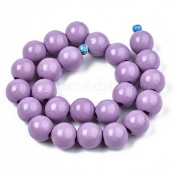 Spray Painted Natural Wood Beads Strands&nbsp;WOOD-S053-56C
