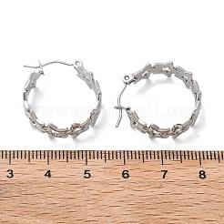 変色しない中空スター 304 ステンレススチール製フープピアス (女性用)  ステンレス鋼色  22x20x8mm  ピン：0.6mm&nbsp;STAS-A057-14P