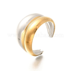 304ステンレススチール製オープンカフリング（ユニセックス）  本金メッキ&ステンレススチールカラー  13.5mm  調整可能&nbsp;RJEW-R010-06G&S