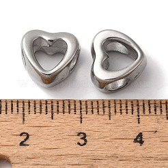 変色しない304ステンレススチールビーズフレーム  ハート  ステンレス鋼色  10x11x5.5mm  穴：4mm  5x5.5mm内径&nbsp;STAS-I305-191P