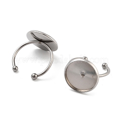 Tarnish Resistant 304 Stainless Steel Open Cuff Ring Components&nbsp;STAS-B072-09F-P