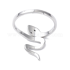 変色しない304ステンレススチール製スネーク型調節可能リング（女性用）  ステンレス鋼色  内径：16.8mm&nbsp;RJEW-I097-06P