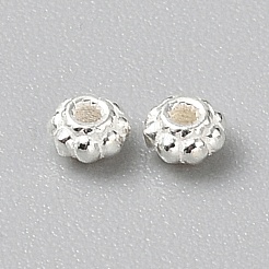 925スターリングシルバービーズ  ロンデル  銀  3x2mm  穴：1mm&nbsp;LS-STER-WH0019-29A
