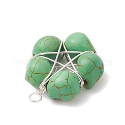 Halloween Dyed Synthetic Turquoise Skull Beaded Pendants&nbsp;PALLOY-TA00297-04
