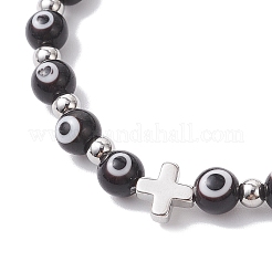Handmade Lampwork Evil Eye Beaded Stretch Bracelets for Women&nbsp;BJEW-JB12290-02