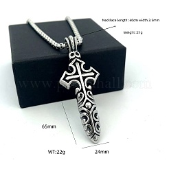 Vintage 304 Stainless Steel Cross Short Sword Pendant Necklaces for Men&nbsp;HZ0891