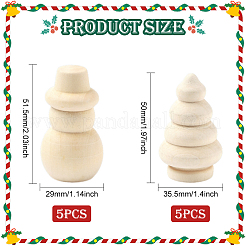 10Pcs 2 Styles Christmas Unfinished Wood Sculpture Display Decorations&nbsp;DJEW-SP0001-20