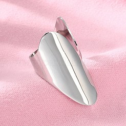 変色しない304ステンレススチールオープンカフリング  女性用ツイストワイドリング  ステンレス鋼色  usサイズ7 1/4(17.5mm)&nbsp;RJEW-Q775-01P