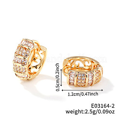 真鍮製フープピアス  ラインストーン付き  ゴールドカラー  12x5mm&nbsp;HA0784-2