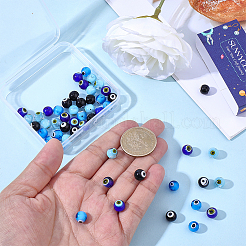60Pcs 4 Colors Handmade Evil Eye Lampwork Round Beads&nbsp;LAMP-SC0001-81