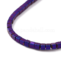 電気メッキ磁気無し合成ヘマタイトビーズ連売り  キューブ  パープルメッキ  1.5x1.5x1.5mm  穴：0.5mm  約257~260個/連  15.59~15.75（39.6~40センチメートル）&nbsp;G-G862-03D