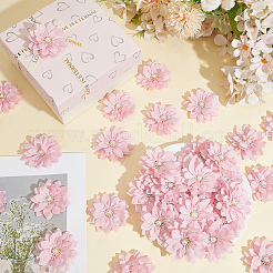 綿の花飾りアクセサリー  ラインストーンや模造パールと  ピンク  58x9.5mm&nbsp;DIY-WH0816-194A