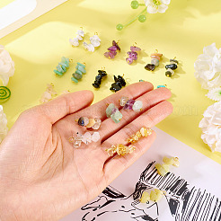 24Pcs 12 Styles Mixed Gemstone Chip Pendants&nbsp;PALLOY-TAC0166