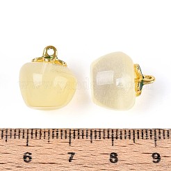 透明なガラスのリンゴのペンダント  エナメル  焼き付け塗料  ゴールド  15.5x14x14mm  穴：1.2mm&nbsp;LS-X1-DGLA-E004-16K