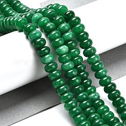染め加工天然石ホワイトジェイドビーズ連売り  滑らかなロンデル  グリーン  10x6mm  穴：1mm  約61個/連  15.20インチ（38.6cm）&nbsp;G-G107-A05-01