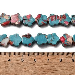 合成インペリアルジャスパービーズ連売り  染め  花  ディープスカイブルー  10~10.5x10.5~11x4mm  穴：0.5mm  約41個/連  16.10~16.26''（40.9~41.3センチメートル）&nbsp;G-Q050-B01-01