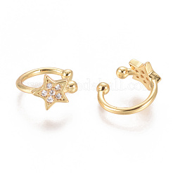 Golden Plated Brass Micro Pave Cubic Zirconia Cuff Earrings&nbsp;EJEW-L244-36G