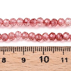 透明ガラスビーズ連売り  ファセット（32ファセット）  ロンデル  クリムゾン  4x3.5mm  穴：0.8mm  約105~110個/連  38~39cm&nbsp;X-GLAA-T023-4mm-A13