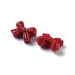 塗装合金ビーズをスプレー  蝶結び  暗赤色  7.5x10x4.5mm  穴：1.6mm&nbsp;PALLOY-H134-36