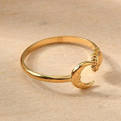 304ステンレススチール指輪  女性用オープンカフリング  ゴールドカラー  月と太陽  usサイズ7 1/2(17.7mm)  1.5~7mm&nbsp;AJEW-Z009-02B-G