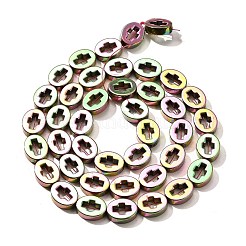 電気めっき合成非磁性ヘマタイト ビーズ 連売り  クロスとオーバル  虹メッキ  10x8x3mm  穴：0.9mm  約40個/連  15.75''（40センチメートル）&nbsp;G-L613-Z01-02J