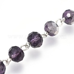 Handmade Faceted Electroplate Glass Beaded Chains&nbsp;AJEW-JB00472