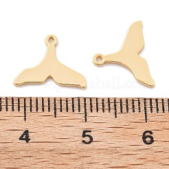 真鍮チャーム  フィッシュテールチャーム  18KGP本金メッキ  9.5x12.5x0.5mm  穴：1mm&nbsp;KK-K382-17G