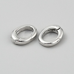 楕円形の真鍮製スプリングゲート留め具  プラチナ  12x9x3mm&nbsp;LS-KK-WH0062-201A-P