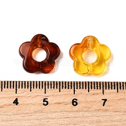 透明なアクリルビーズ  琥珀のビーズを模倣する  花  サドルブラウン  14x14.5x4mm  穴：5mm  約1086個/500g&nbsp;MACR-K359-42