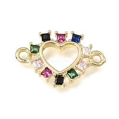 Brass Pave Cubic Zirconia Connector Charms&nbsp;KK-E802-15