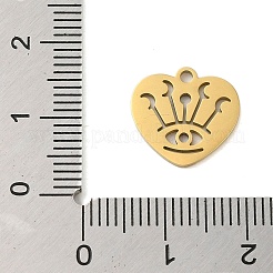304ステンレススチールチャーム  レーザー切断  18KGP本金メッキ  ハート  13x13.5x1mm  穴：1mm&nbsp;STAS-S123-03G-07