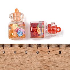 光るガラスとプラスチックのペンダント  ボトルチャーム  暗闇で光る  ミックスカラー  27x15mm  穴：1.8mm&nbsp;GLAA-G129-02