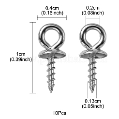 304ステンレススチールスクリューアイピンペグベイル  片穴パーツ用  ステンレス鋼色  10x4mm  穴：2mm  ピン：1.34mm&nbsp;STAS-YW0001-45