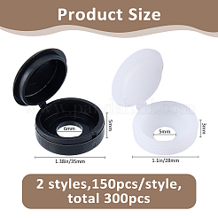 300Pcs 2 Styles Plastic Hinged Screw Covers&nbsp;DIY-FH0010-34
