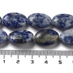 天然ブルースポットジャスパービーズ連売り  フラットオーバル  18~18.5x13~13.5x6~6.5mm  穴：1.2mm  約11個/連  7.76インチ（19.7cm）&nbsp;G-P528-M26-01