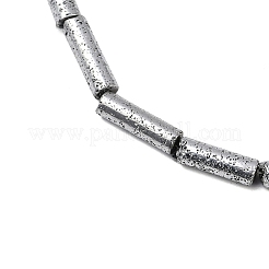 電気メッキされた天然溶岩岩ビーズ連売り  コラム  プラチナメッキ  13x4mm  穴：1mm  約31個/連  15.35''~15.75''（39センチメートル）&nbsp;G-K388-03B-03