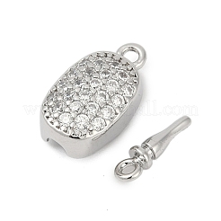 Brass Micro Pave Clear Cubic Zirconia Box Clasps&nbsp;KK-P291-38P