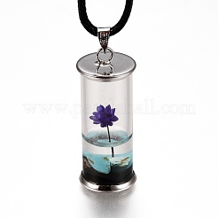 Glass Wishing Bottle Leather Cord Pendant Necklaces&nbsp;NJEW-Z009-A
