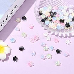 30個の電気メッキ透明ガラスビーズ  ABカラーメッキ  花  ホワイト  10mm&nbsp;GLAA-YW0005-02A